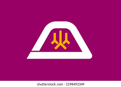 Flag of Yamanashi Prefecture (Japan) - vector, white outline of Mount Fuji