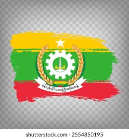 Flag of  Yangon is city Myanmar brush stroke background.  Flag Yangon on transparent background for your design, app, UI.  Stock vector. EPS10.