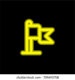 Flag yellow glowing neon ui ux icon. Glowing sign logo vector