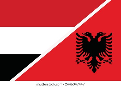 Flag of Yemen and Albania concept graphic element Illustration template design
