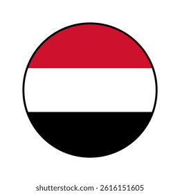 Flag of Yemen. Black edge. Yemen circle flag logo icon computer vector illustration design.