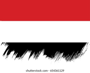 Flag of Yemen, brush stroke background