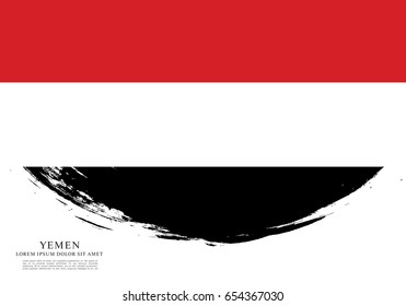 Flag of Yemen, brush stroke background