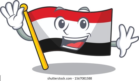 Flag yemen cartoon with in waving character