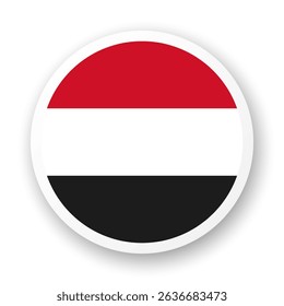 Flag of Yemen icon. Round vector element with shadow. Best for mobile apps, UI and web design.