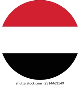 The flag of Yemen. Flag icon. Standard color. A round flag. Computer illustration. Digital illustration. Vector illustration.