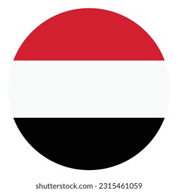The flag of Yemen. Flag icon. Standard color. A round flag. Computer illustration. Digital illustration. Vector illustration.