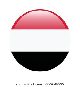 The flag of Yemen. Flag icon. Standard color. The round flag. 3d illustration. Computer illustration. Digital illustration. Vector illustration.
