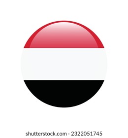 The flag of Yemen. Flag icon. Standard color. The round flag. 3d illustration. Computer illustration. Digital illustration. Vector illustration.