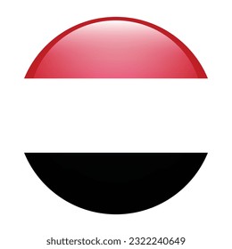 The flag of Yemen. Flag icon. Standard color. Circle icon flag. 3d illustration. Computer illustration. Digital illustration. Vector illustration.