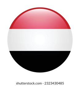 The flag of Yemen. Flag icon. Standard color. Circle icon flag. 3d illustration. Computer illustration. Digital illustration. Vector illustration.
