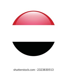 The flag of Yemen. Flag icon. Standard color. Circle icon flag. 3d illustration. Computer illustration. Digital illustration. Vector illustration.