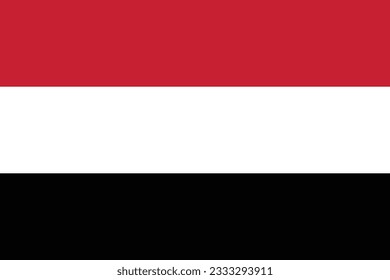 The flag of Yemen. Flag icon. Standard color. Standard size. A rectangular flag. Computer illustration. Digital illustration. Vector illustration.