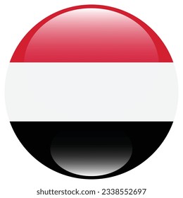 The flag of Yemen. Flag icon. Standard color. Circle icon flag. 3d illustration. Computer illustration. Digital illustration. Vector illustration.
