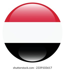 The flag of Yemen. Flag icon. Standard color. Circle icon flag. 3d illustration. Computer illustration. Digital illustration. Vector illustration.