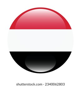 The flag of Yemen. Flag icon. Standard color. Circle icon flag. 3d illustration. Computer illustration. Digital illustration. Vector illustration.