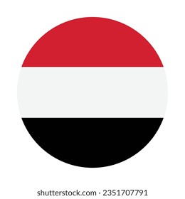The flag of Yemen. Flag icon. Standard color. Circle icon flag. Computer illustration. Digital illustration. Vector illustration.