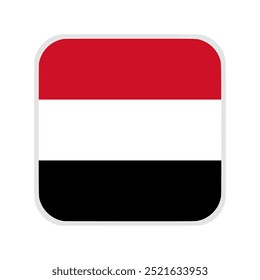 The flag of yemen. Flag icon. Standard color. flat vector square with rounded corners Computer illustration. Digital illustration. Vector illustration.	