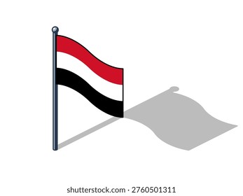 The flag of Yemen isometric vector illustration with shadow Yemeni flag