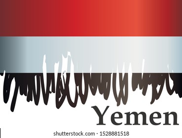 Flag of Yemen, Republic of Yemen. Template for award design, an official document with the flag of Yemen. Bright, colorful vector illustration