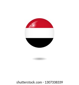 Flag of Yemen round 3d Vector Illustration