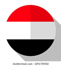 Flag Yemen - round flatstyle button with a shadow. 
