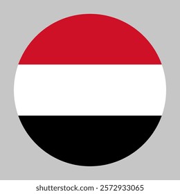 Flag of Yemen round shape, national symbol