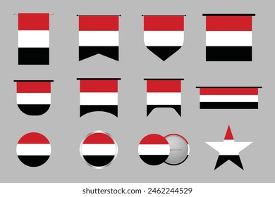 Flag of Yemen Set, original and simple Yemen flag Bundle, vector illustration of Yemen flag Collection
