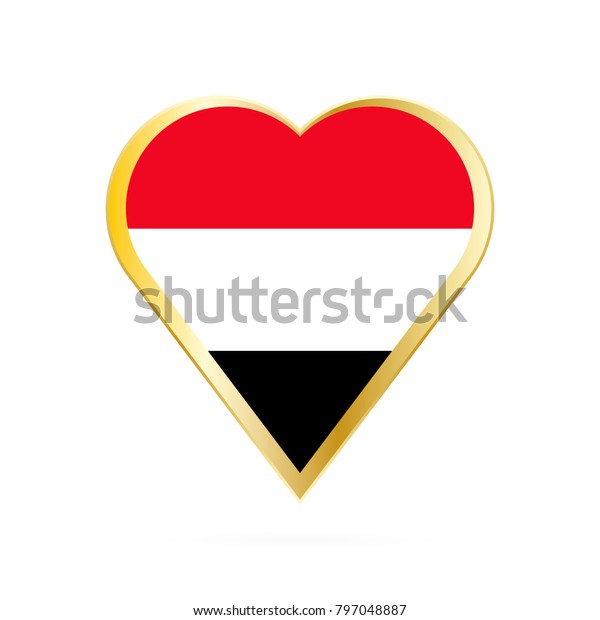 Flag Yemen Shape Heart Symbol Love Stock Vector Royalty Free