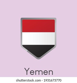 Flag of Yemen shield icon design, Simple gradient vector illustration, eps 10
