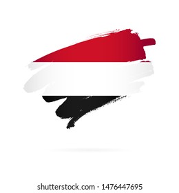 Flag of Yemen. Vector illustration on a white background. Brush strokes are drawn by hand.