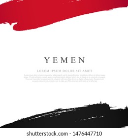Flag of Yemen. Vector illustration on a white background. Brush strokes are drawn by hand. Independence Day.