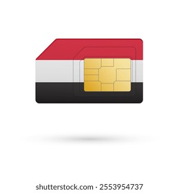 Flag of Yemen. Vector illustration of SIM Card with flag on white background