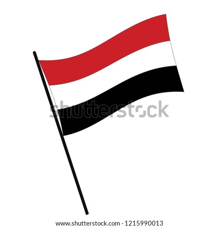 Flag of Yemen , Yemen flag waving isolated vector illustration