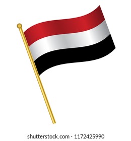 Flag of Yemen,Yemen flag Golden waving isolated vector illustration eps10.
