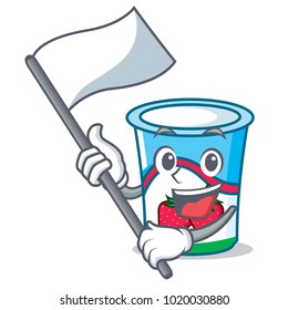 With flag yogurt mascot cartoon style