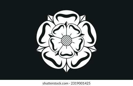 The flag of the Yorkshire county of England in black and white colours. Vector illustration 