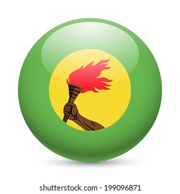 Flag of Zaire as round glossy icon. Button with Zairean flag