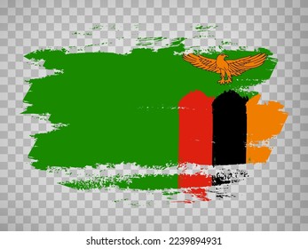 Flagge von Sambia mit Pinselstrich.  Flag Sambia auf transparentem Hintergrund für Ihr Design, App, UI.  Stock-Vektorgrafik. EPS10.