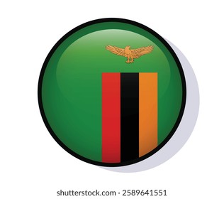 Flag Zambia circle round frame vector design