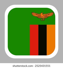 The flag of Zambia. Flag icon. Standard color. flat vector square with rounded corners. Computer illustration. Digital illustration. Vector illustration