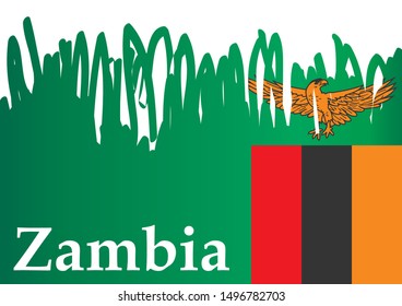 Flag of Zambia, Republic of Zambia. Template for award design, an official document with the flag of Zambia. Bright, colorful vector illustration.