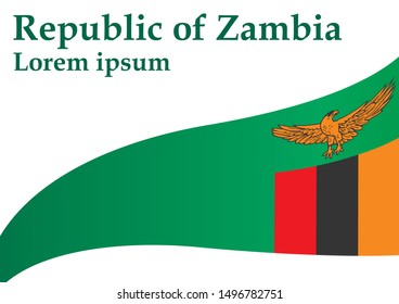 Flag of Zambia, Republic of Zambia. Template for award design, an official document with the flag of Zambia. Bright, colorful vector illustration.