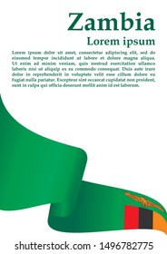 Flag of Zambia, Republic of Zambia. Template for award design, an official document with the flag of Zambia. Bright, colorful vector illustration.