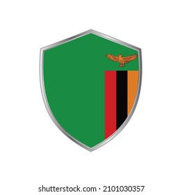 Flag of Zambia with silver frame