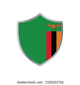 Bandera de Zambia con marco de escudo plateado