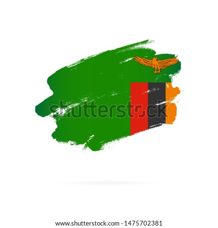Flag of Zambia. Vector illustration on a white background. Brush strokes are drawn by hand.