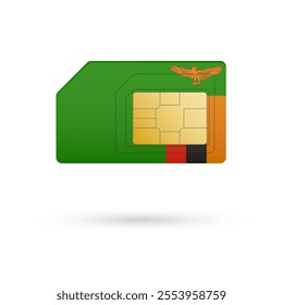 Flag of Zambia. Vector illustration of SIM Card with flag on white background