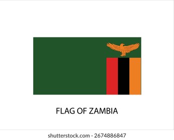 BANDERA DEL VECTOR DE ZAMBIA, ILUSTRACIÓN TIPOGRAFÍA DE FONDO BLANCO