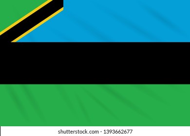 Flag Zanzibar swaying in wind, realistic vector